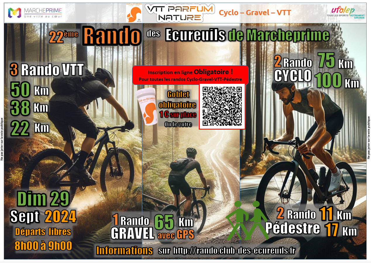 22ème RANDO des ÉCUREUILS (Cyclo, Gravel, VTT et Pédestre)
