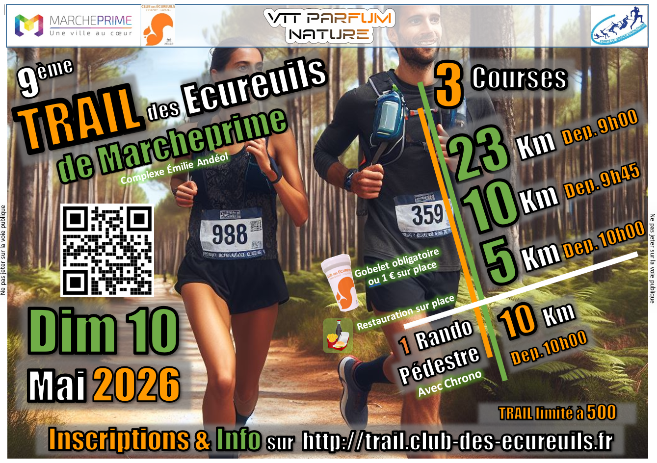 9ème TRAIL des Écureuils de Marcheprime - Dimanche 10 Mai 2026