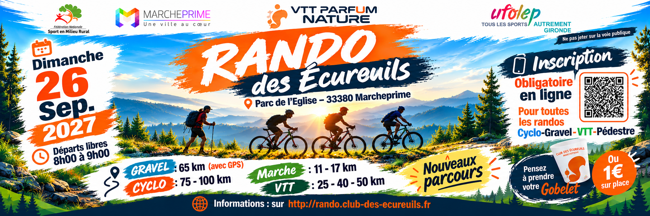 25ème RANDO des ÉCUREUILS (Cyclo, Gravel, VTT et Pédestre)